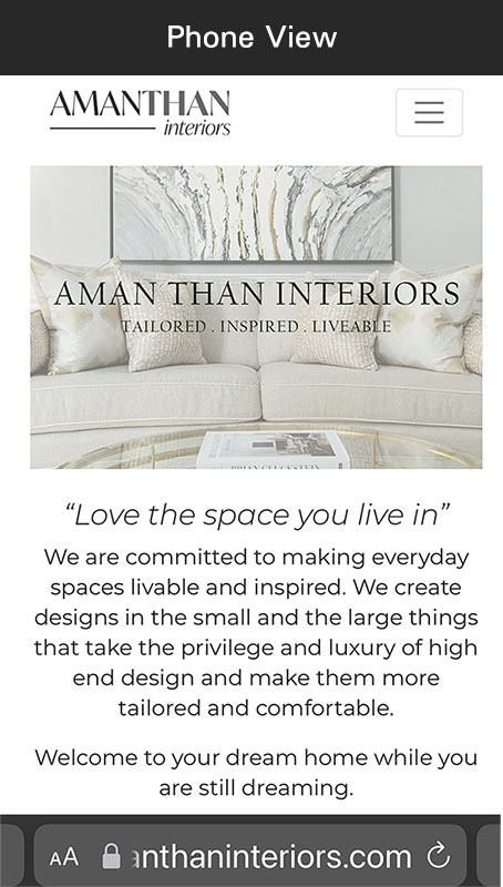 web design example image, Aman Than Interiors